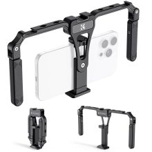 K&F Concept telefon rig, cage, univerzális keret, összecsukható, 3db vakupapucs, állványmenet (KF-31-092)