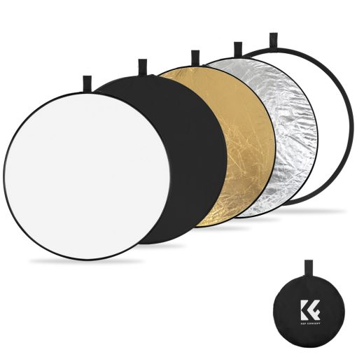K&F Concept 5in1 derítőlap, reflektor, 56cm (fehér, fekete, arany, ezüst, transparens) + hordtáska (KF-18-0001)
