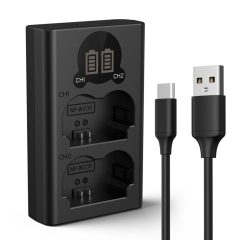   K&F Concept hordozható dupla NP-W235 akkumulátor töltő, LCD, USB-C, 2db NP-W235 akkumulátorhoz (KF-28-0019V1)