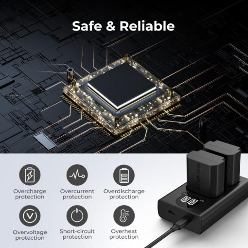 K&F Concept hordozható dupla BC-QZ1 akkumulátor töltő, LCD, USB-C, 2db FZ100 akkumulátorhoz (KF-28-0010V1)