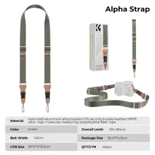 K&F Concept lapos nyakpánt gyorskioldó csattal, 3,2cm x 100-160cm, zöld (KF-13-115V3)