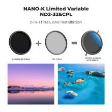 K&F Concept NANO-X, CPL+VARIO ND2-32 szűrő, w/o black cross, HD, vízlep,karcálló,törlőkendő,V2, 67mm (KF-01-1085V2)