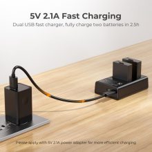 K&F Concept hordozható dupla USB-C akkumulátor LC-E10 töltő + 2db LP-E10 akkumulátor 1200mAh (KF-28-0028)