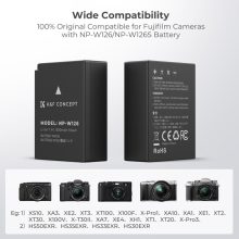 K&F Concept hordozható dupla USB-C akkumulátor BC-W126 töltő + 2db NP-W126 akkumulátor 1300mAh (KF-28-0030)