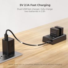 K&F Concept hordozható dupla USB-C akkumulátor BC-W126 töltő + 2db NP-W126 akkumulátor 1300mAh (KF-28-0030)