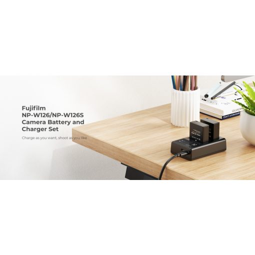 K&F Concept hordozható dupla USB-C akkumulátor BC-W126 töltő + 2db NP-W126 akkumulátor 1300mAh (KF-28-0030)