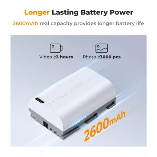 K&F Concept LP-E6NH akkumulátor, 2db, 2250mAh, USB-C csatlakozóval (KF-28-0033S1)