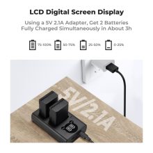 K&F Concept hordozható dupla USB-C akkumulátor MH-32 töltő + 2db EN-EL25 akkumulátor 1600mAh (KF-28-0031)