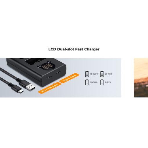 K&F Concept hordozható dupla USB-C akkumulátor MH-32 töltő + 2db EN-EL25 akkumulátor 1600mAh (KF-28-0031)