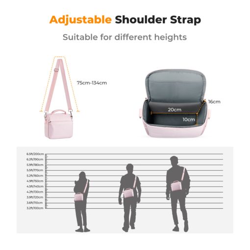 K&F Concept oldaltáska, 7L, vízlepergető anyag, rózsaszín (KF-13-179V2)