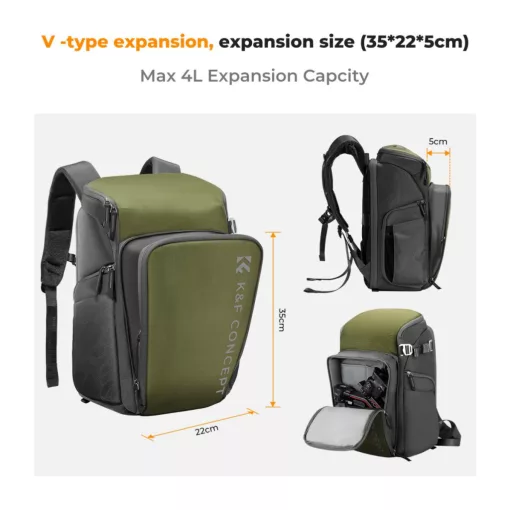 K&F Concept Alpha Air fotós hátizsák 25L, zöld (KF-13-128V1)