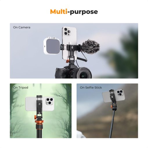 K&F Concept MS18 fém telefon tartó adapter, elforgatható, dönthető, 2 vakupapucs adapterrel (KF-31-094)