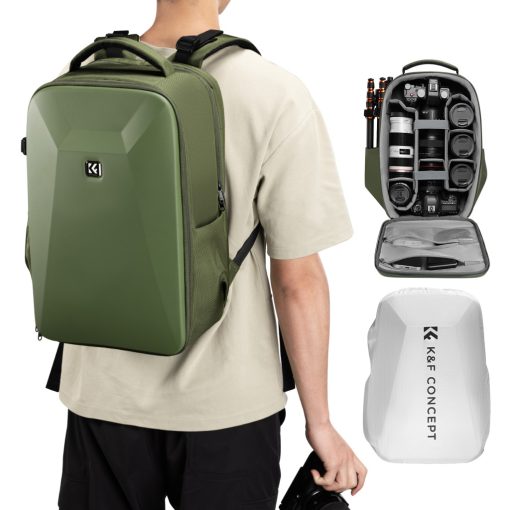 K&F Concept hardshell professzionális kamera hátizsák, 22L, 15.6 laptop zseb, zöld (KF-13-134V3)