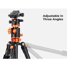 K&F Concept T255A3 + BH-28L állvány + monopod, elforgatható középoszloppal, fekete-narancssárga (KF-09-112V1)