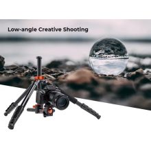 K&F Concept T255A3 + BH-28L állvány + monopod, elforgatható középoszloppal, fekete-narancssárga (KF-09-112V1)