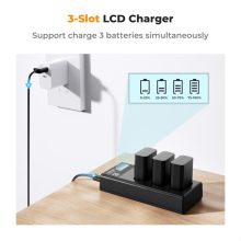 K&F Concept hordozható tripla USB-C akkumulátor BC-TRW töltő, LCD + 3db FW50 akkumulátor 1100mAh (KF-28-0037)