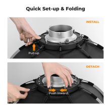 K&F Concept 55cm átmérőjű, octagonal softbox, gyorscsatlakozás, méhsejt rács, Bowens csatlakozás (KF-18-0007)