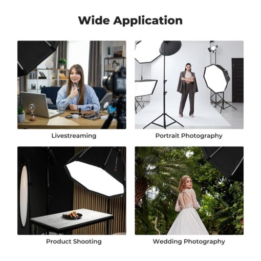 K&F Concept 55cm átmérőjű, octagonal softbox, gyorscsatlakozás, méhsejt rács, Bowens csatlakozás (KF-18-0007)