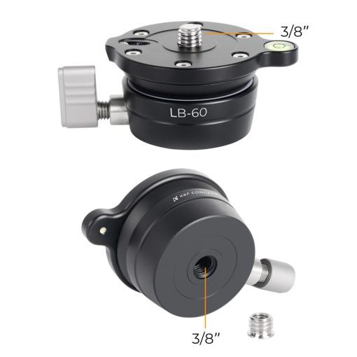 K&F Concept LB-60 panoráma állvány fej, 10kg teherbírás, 3/8"-os csatlakozás, vízszintjelző (KF-31-102)