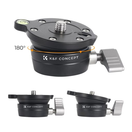 K&F Concept LB-60 panoráma állvány fej, 10kg teherbírás, 3/8"-os csatlakozás, vízszintjelző (KF-31-102)