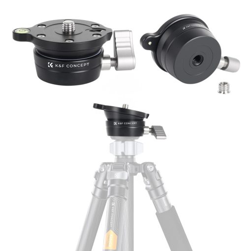 K&F Concept LB-60 panoráma állvány fej, 10kg teherbírás, 3/8"-os csatlakozás, vízszintjelző (KF-31-102)