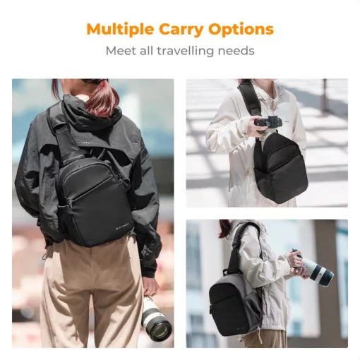 K&F Concept U08 egyvállas mini fotós hátizsák, 5L, fekete (KF-13-171)