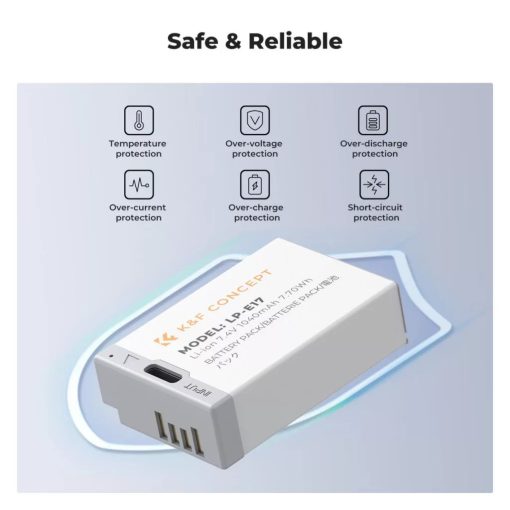 K&F Concept LP-E17 akkumulátor 1040mAh, USB-C csatlakozóval, 2db (KF-28-0049S1)