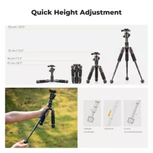 K&F Concept S225A1+BH-25 mini állvány, 52cm max magasság, 6kg teherbírás (KF-09-150)