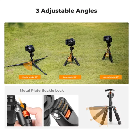 K&F Concept S225A1+BH-25 mini állvány, 52cm max magasság, 6kg teherbírás (KF-09-150)