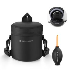   K&F Concept objektív védő tok, S méret, 7x11cm, vállpánt, csepp és porálló zipzár, ráadás pumpa (KF-13-189)