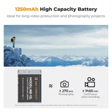 K&F Concept hordozható dupla USB-C akkumulátor CB-2LHE töltő + 2db NB-13L akkumulátor 1250mAh (KF-28-0043)