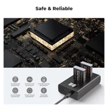 K&F Concept hordozható dupla USB-C akkumulátor CB-2LHE töltő + 2db NB-13L akkumulátor 1250mAh (KF-28-0043)