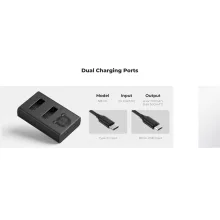 K&F Concept hordozható dupla USB-C akkumulátor CB-2LHE töltő + 2db NB-13L akkumulátor 1250mAh (KF-28-0043)