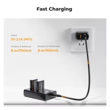 K&F Concept hordozható dupla USB-C akkumulátor CB-2LHE töltő + 2db NB-13L akkumulátor 1250mAh (KF-28-0043)