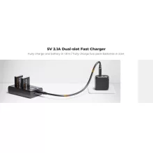 K&F Concept hordozható dupla USB-C akkumulátor CB-2LHE töltő + 2db NB-13L akkumulátor 1250mAh (KF-28-0043)