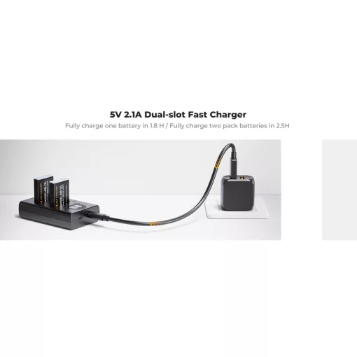 K&F Concept hordozható dupla USB-C akkumulátor CB-2LHE töltő + 2db NB-13L akkumulátor 1250mAh (KF-28-0043)