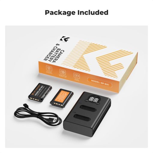 K&F Concept hordozható dupla USB-C akkumulátor NP-BX1 töltő + 2db NP-BX1 akkumulátor 1240mAh (KF-28-0044)