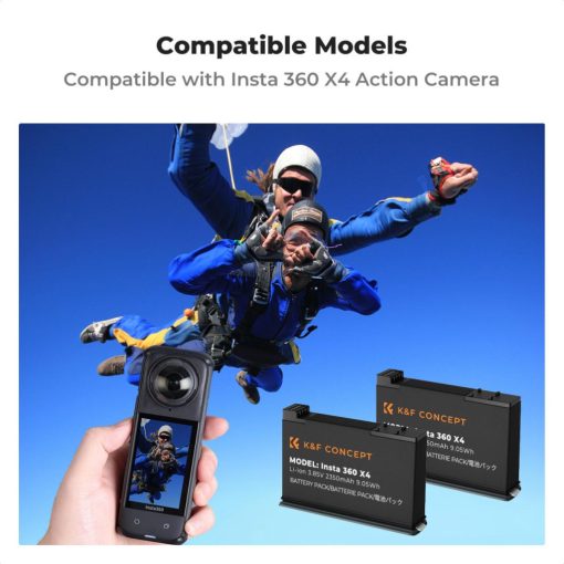 K&F Concept hordozható dupla USB-C akkumulátor töltő + 2db Insta 360 X4 akkumulátor 2350mAh (KF-28-0050)