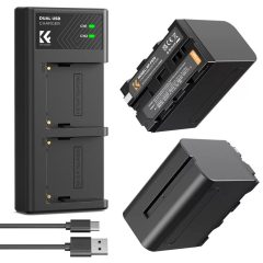   K&F Concept hordozható dupla USB-C akkumulátor NP-F970 töltő + 2db NP-F970 akkumulátor 6600mAh (KF-28-0047)