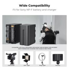 K&F Concept hordozható dupla USB-C akkumulátor NP-F970 töltő + 2db NP-F970 akkumulátor 6600mAh (KF-28-0047)