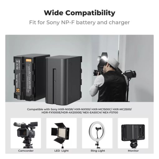 K&F Concept hordozható dupla USB-C akkumulátor NP-F970 töltő + 2db NP-F970 akkumulátor 6600mAh (KF-28-0047)