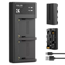 K&F Concept hordozható dupla USB-C akkumulátor NP-F550 töltő + 2db NP-F550 akkumulátor 2600mAh (KF-28-0046)
