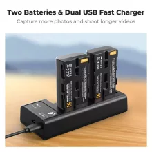 K&F Concept hordozható dupla USB-C akkumulátor NP-F550 töltő + 2db NP-F550 akkumulátor 2600mAh (KF-28-0046)