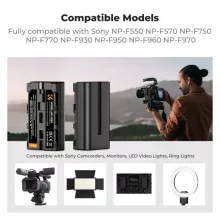 K&F Concept hordozható dupla USB-C akkumulátor NP-F550 töltő + 2db NP-F550 akkumulátor 2600mAh (KF-28-0046)