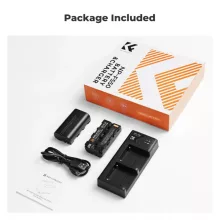 K&F Concept hordozható dupla USB-C akkumulátor NP-F550 töltő + 2db NP-F550 akkumulátor 2600mAh (KF-28-0046)
