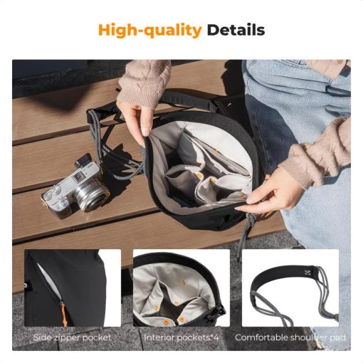 K&F Concept Urban Wander 11, 5L, fotós oldaltáska, fekete (KF-13-168V2)