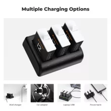 K&F Concept hordozható tripla USB-C akkumulátor töltő +3db GoPro Hero 12/11/10/9 akkumulátor 1730mAh (KF-28-0032V1)