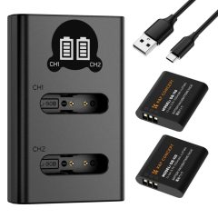   K&F Concept hordozható dupla USB-C akkumulátor BJ-11 töltő + 2db DB-110 akkumulátor 1100mAh (KF-28-0051)