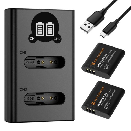 K&F Concept hordozható dupla USB-C akkumulátor BJ-11 töltő + 2db DB-110 akkumulátor 1100mAh (KF-28-0051)