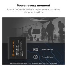 K&F Concept hordozható dupla USB-C akkumulátor BJ-11 töltő + 2db DB-110 akkumulátor 1100mAh (KF-28-0051)